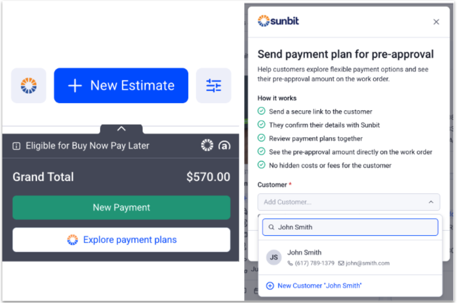 Sunbit Payments Plan Button and Modal