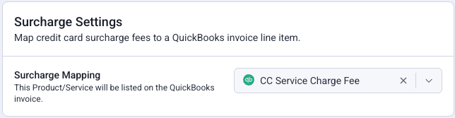 QuickBooks Surcharge Settings