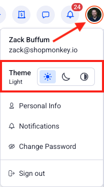 User settings Theme