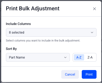 print Bulk adjustment