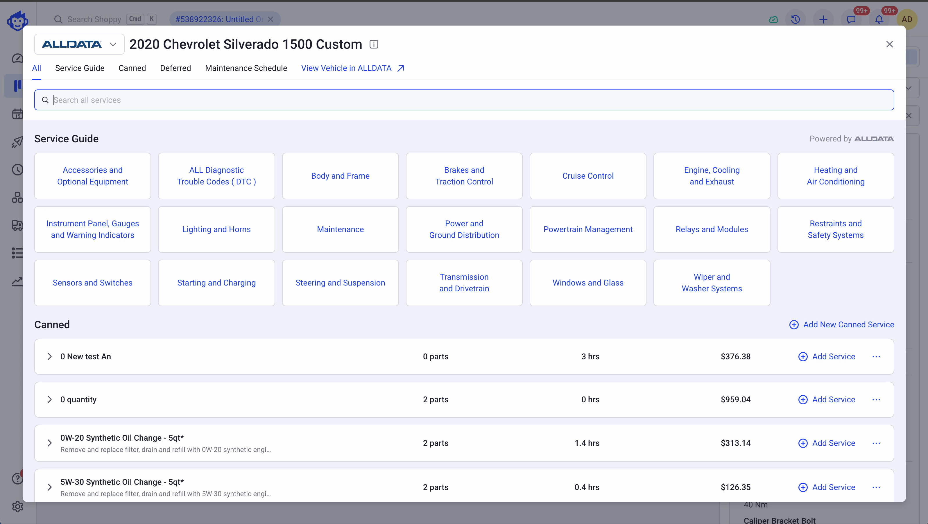 calendrier de maintenance avec ALLDATA