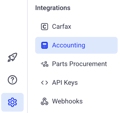 Navegación de la configuración de contabilidad