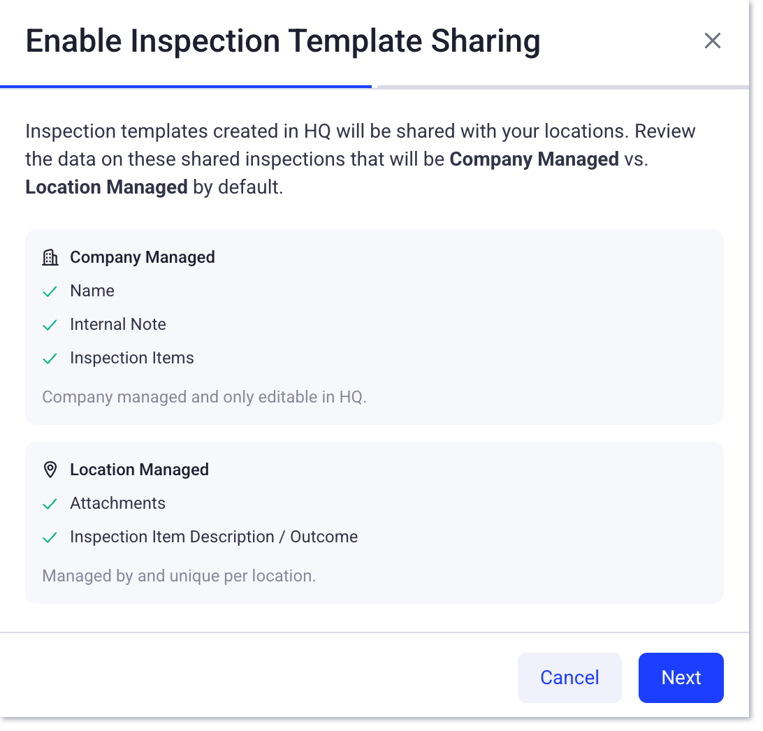 Modèles d'inspection du siège social : partage de données géré par l'entreprise vs gestion sur site