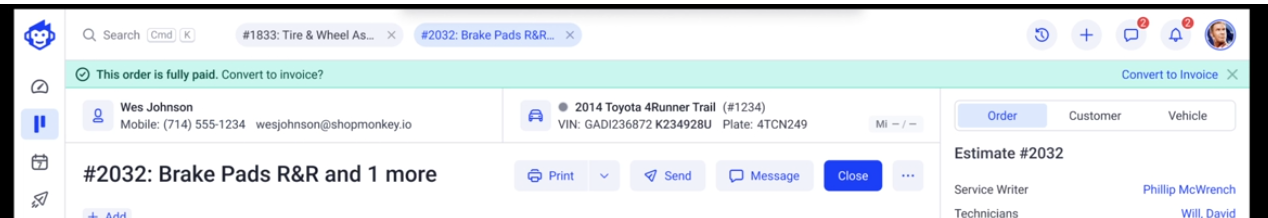 Convert to invoice banner