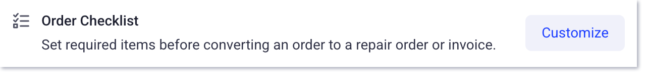 order checklist settings