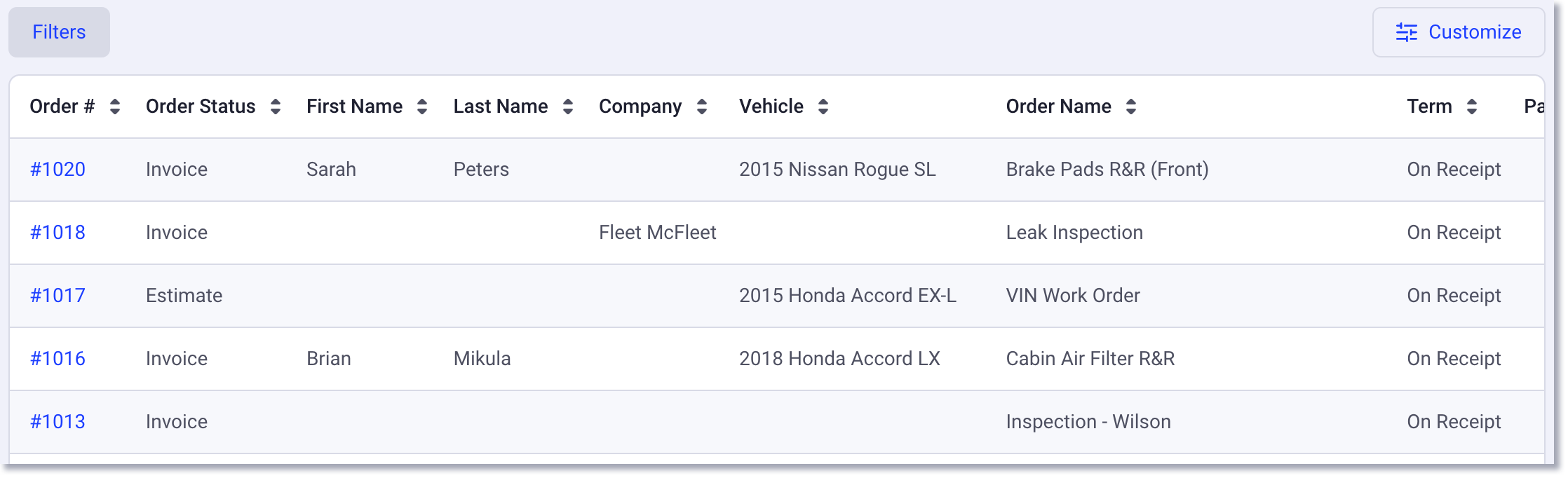All orders report