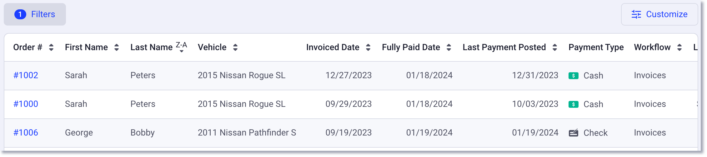paid invoice report