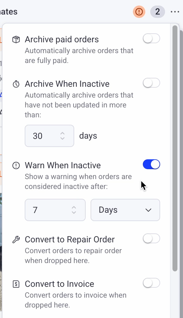 warn when inactive