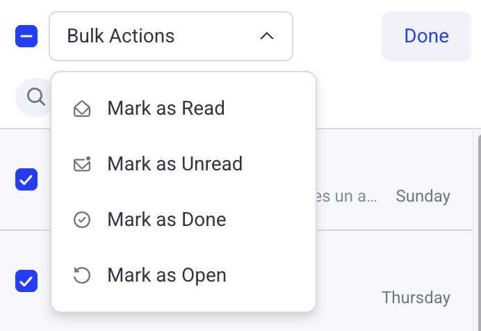 bulk actions on selected messages