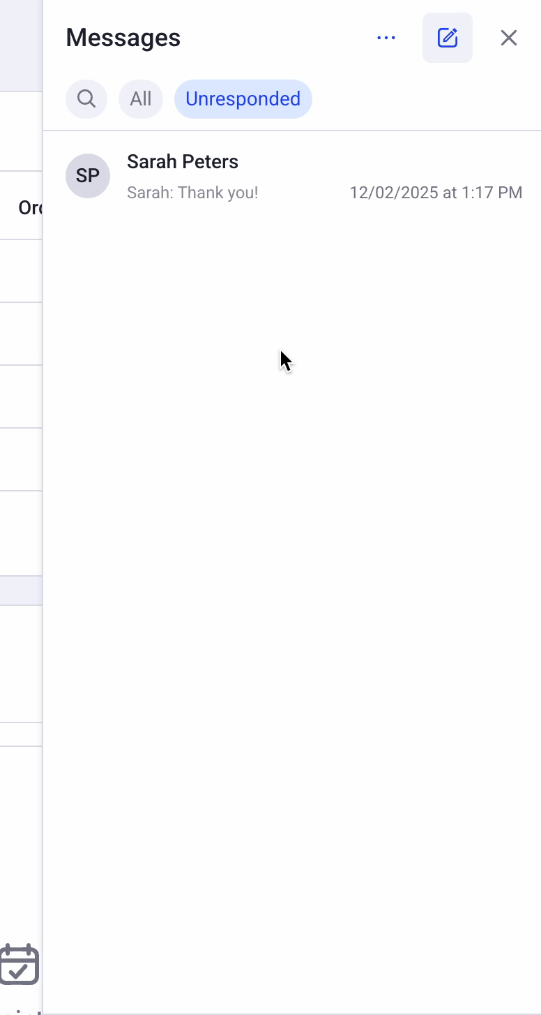 selecting unresponded customer conversation and marking as done