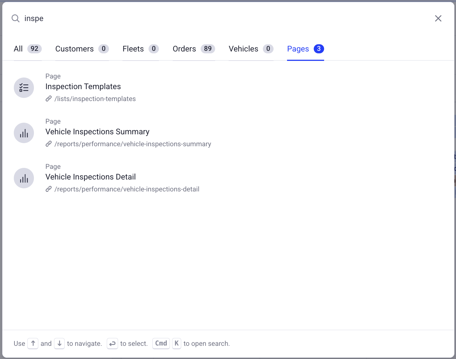 pages search results