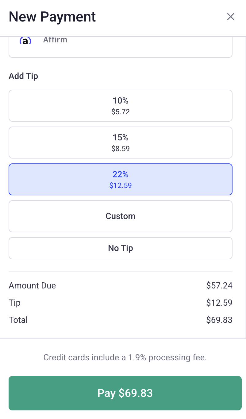 add tip to payment