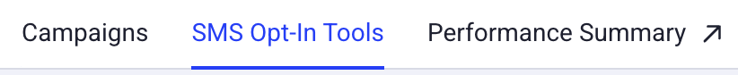 sms opt-in tools tab